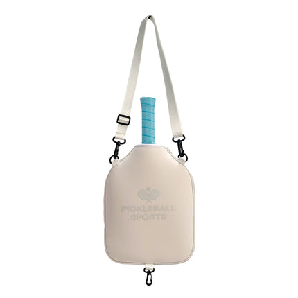 SA04 Beige Neoprene Pickleball Paddle Cover (racket not included)  - Protective Crossbody Bag with Adjustable Shoulder Strap and Fence Hook - Universal Lightweight Paddle Case for All Skill Levels.