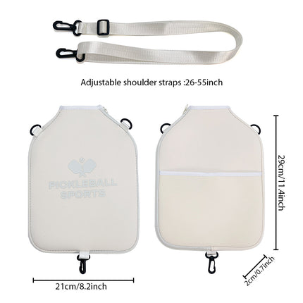 SA04 Beige Neoprene Pickleball Paddle Cover (racket not included)  - Protective Crossbody Bag with Adjustable Shoulder Strap and Fence Hook - Universal Lightweight Paddle Case for All Skill Levels.