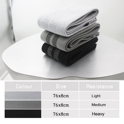 Grey Colour Scheme Fabric Resistance Bands Set - 3 Levels Non-Slip Hip Bands for Strength Training.