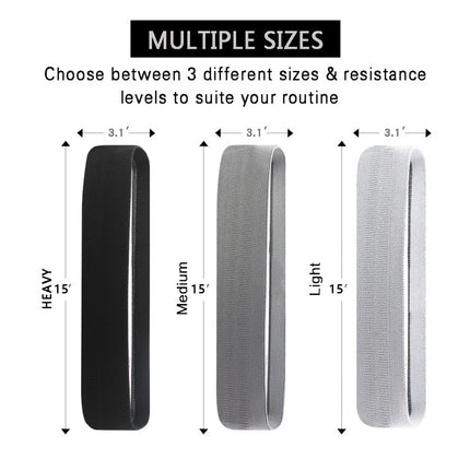 Grey Colour Scheme Fabric Resistance Bands Set - 3 Levels Non-Slip Hip Bands for Strength Training.