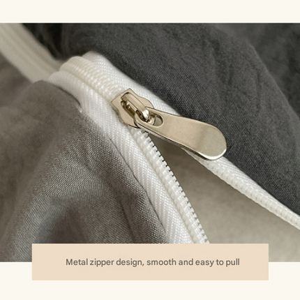 Brown 1.5m Bed Fitted Sheet Set with 200x230cm Duvet Cover - 4-Piece Bedding Set.