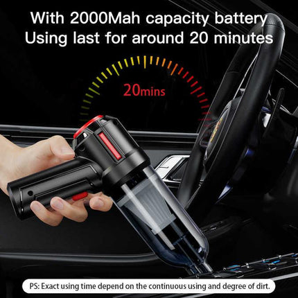 White 3-in-1 Vacuum Cleaner with Blowing, Suction, and Dust Extraction - USB Rechargeable, 2 x 2000mAh Batteries.