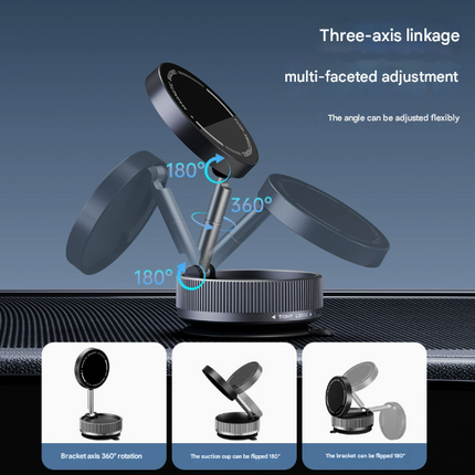 Black Magnetic Car Phone Mount - 66x66x34mm with Adjustable Bracket for Easy Smartphone Access.