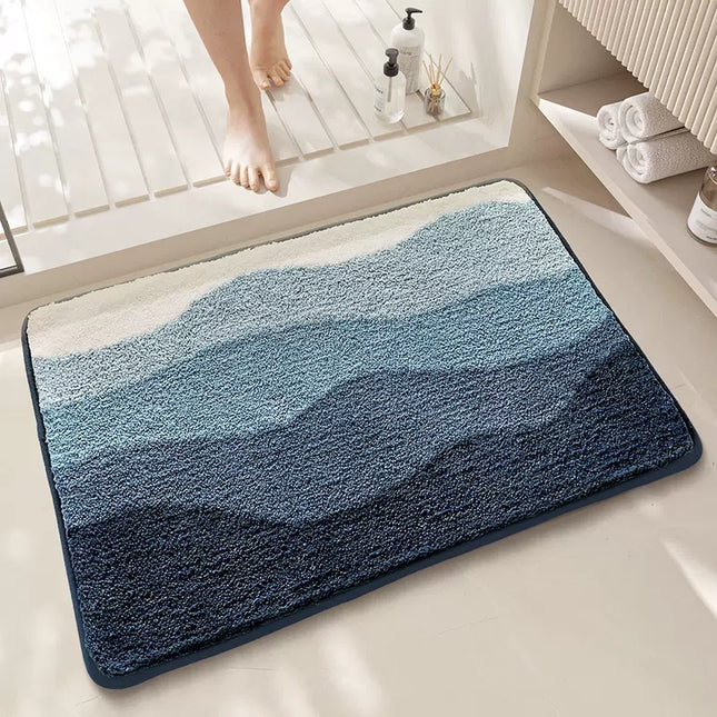 Blue Bath Mat - Super Absorbent, Non-Slip Bathroom Floor Mat - 50x80cm.