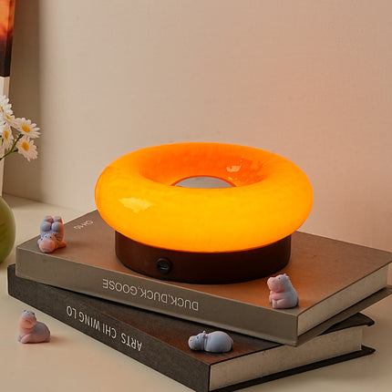 Orange Donut Table Lamp - Rechargeable Touch Control LED.