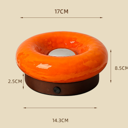 Orange Donut Table Lamp - Rechargeable Touch Control LED.