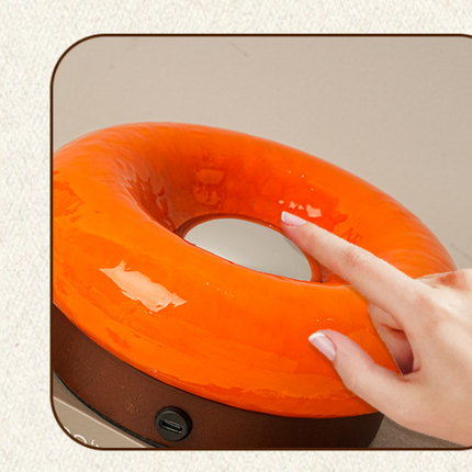 Yellow Donut Table Lamp - Rechargeable Touch Control LED.