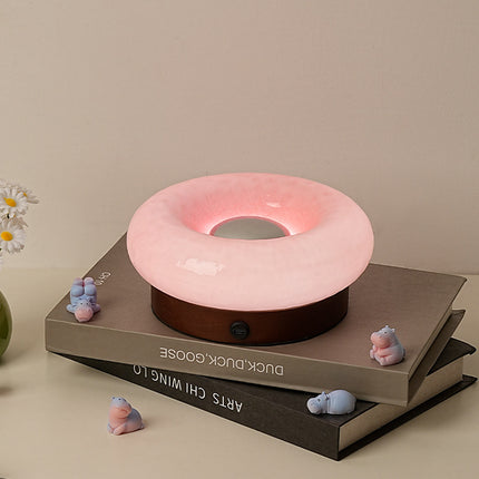 Pink Donut Table Lamp - Rechargeable Touch Control LED.