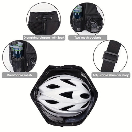 Blue Mesh Drawstring Swim Backpack with Wet Bag - Durable Beach Gym Bag for Wet Gear.
