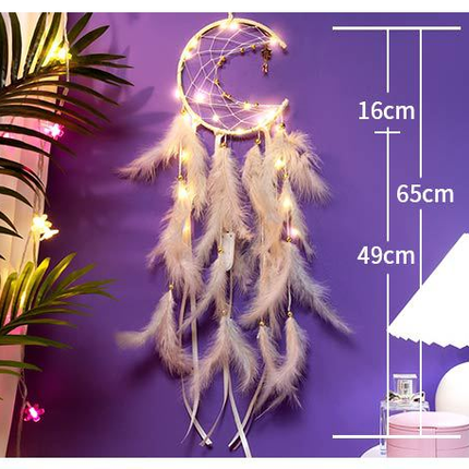 Multicolor With light 2 PCS Mystic Moon Dreamcatcher Wind Chime Pendant - Elegant Lunar Design with Soothing Tones.