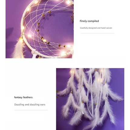 Multicolor With light 2 PCS Mystic Moon Dreamcatcher Wind Chime Pendant - Elegant Lunar Design with Soothing Tones.