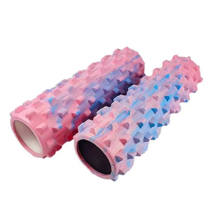 Black Solid Yoga Foam Roller 45cm -Colorful Wolf Tooth Design Muscle Relaxation Massage Stick for Fitness and Sports.