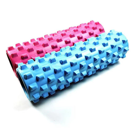 Black Solid Yoga Foam Roller 45cm -Colorful Wolf Tooth Design Muscle Relaxation Massage Stick for Fitness and Sports.