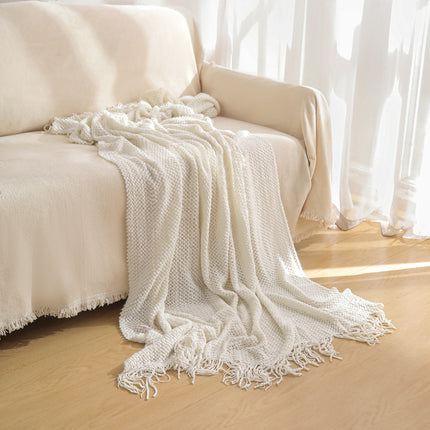 Orange Premium Woven Knitted Throw Blanket with Tassels | Soft, Cozy Sofa & Bed Blanket, Perfect for Office or Afternoon Naps 127x172cm.