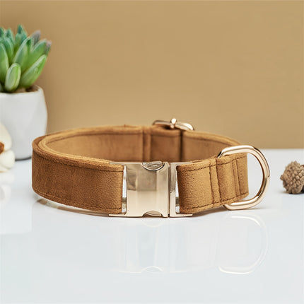 Light Brown Durable Dog Collar with Metal Buckle - Adjustable Nylon Pet Collar for Small to Large Dogs Size XS.