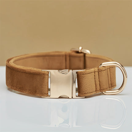 Light Brown Durable Dog Collar with Metal Buckle - Adjustable Nylon Pet Collar for Small to Large Dogs Size XS.