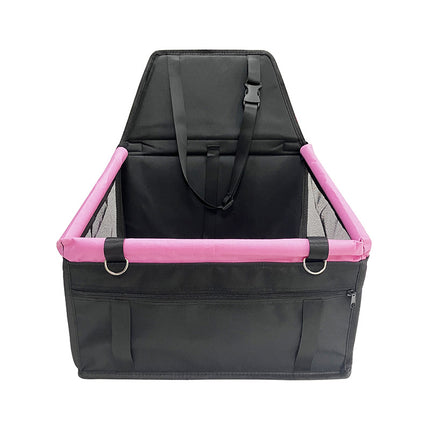 Black and pink Portable Pet Car Seat for Dogs and Cats - Adjustable Car Seat Cover, Pet Travel Car Carrier with Safety Belt.