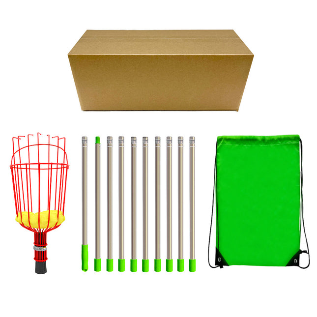 Fruit picking tool with telescopic pole - stainless steel fruit picking pole, high altitude tree fruit picking tool 4m.