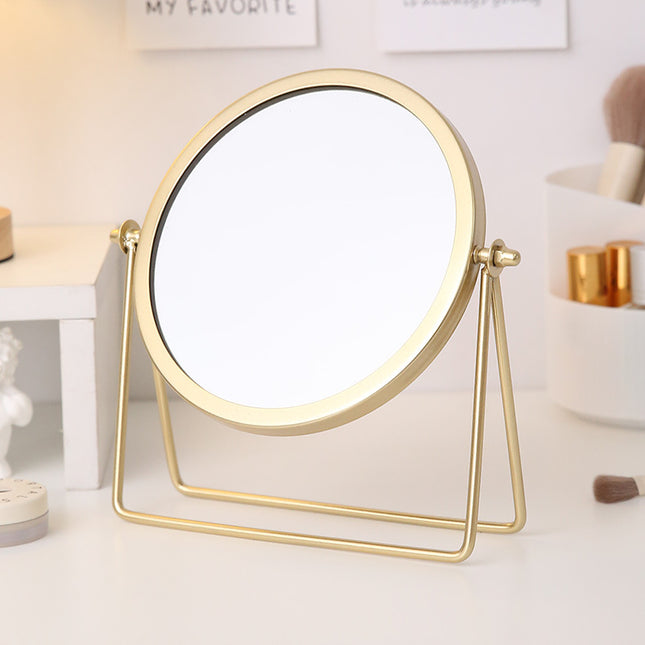 Gold Rotating Tabletop Makeup Mirror - 360º Swivel Vanity Mirror for Bedroom & Desk.