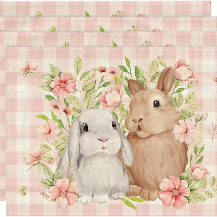 Easter Cotton-Linen Placemats - Set of 4 Anti-Stain Table Mats(Style 4).