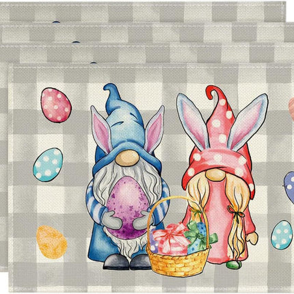 Easter Cotton-Linen Placemats - Set of 4 Anti-Stain Table Mats(Style 15).