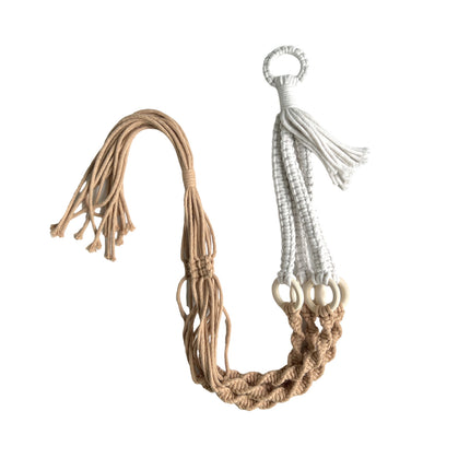 2 pcs Handwoven Plant Hanger-Cotton Rope Hanging Planter with Wooden Rings.