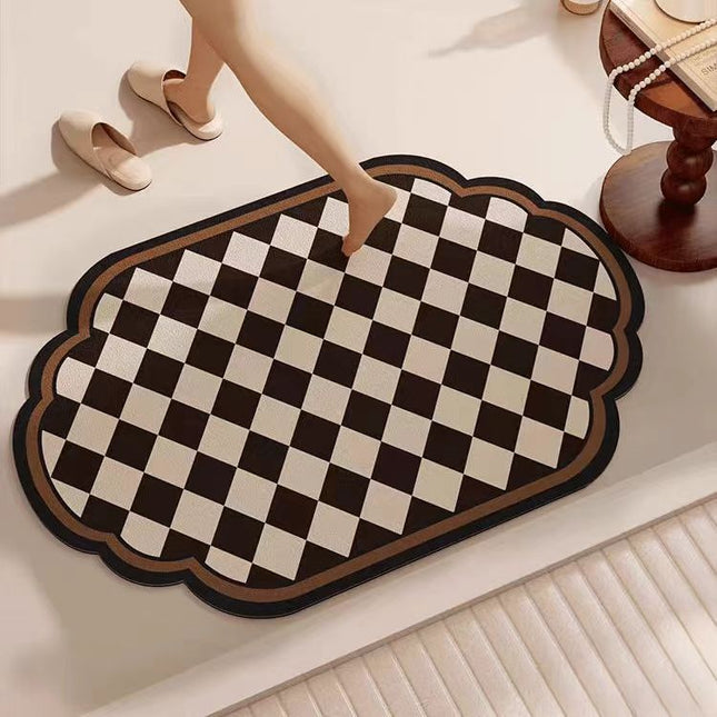 Lattice Diatomaceous Earth Bathroom Mat - Vintage Design, Fast-Dry Anti-Slip 40*60cm.