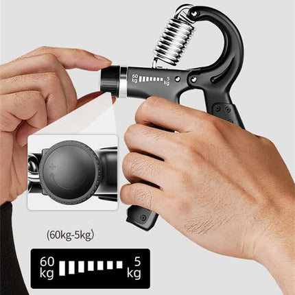 Black 5-Piece Hand Grip Strength Training Set – Adjustable Grip Exerciser, Silicone Grip Rings & Grip Ball.