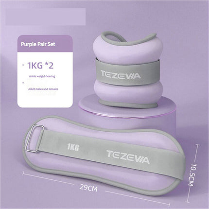 Purple Adjustable Weighted Leg & Wrist Sandbag Set - 1kg Each for Fitness, Running, and Dance Training.
