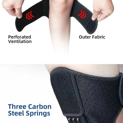 1 Pair Black Adjustable Knee Brace Support with Spring Booster – Patella Stabilizer for Squats, Hiking, and Outdoor Sports.