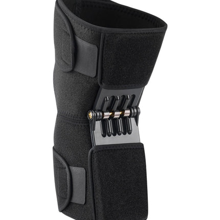 1 Pair Black Adjustable Knee Brace Support with Spring Booster – Patella Stabilizer for Squats, Hiking, and Outdoor Sports.