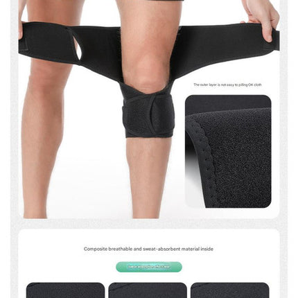 1 Pair Black Adjustable Knee Brace Support with Spring Booster – Patella Stabilizer for Squats, Hiking, and Outdoor Sports.