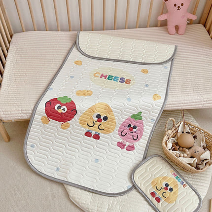 Cheese Pattern 2 Piece Set Kids Cooling Pad Set - 60x120cm Cartoon Latex Mattress Protector,  Pillow.
