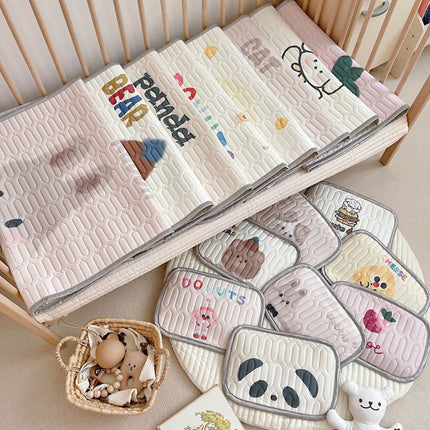 Cheese Pattern 2 Piece Set Kids Cooling Pad Set - 60x120cm Cartoon Latex Mattress Protector,  Pillow.