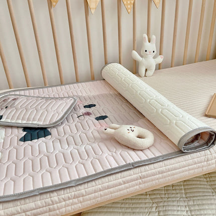 Cheese Pattern 2 Piece Set Kids Cooling Pad Set - 60x120cm Cartoon Latex Mattress Protector,  Pillow.