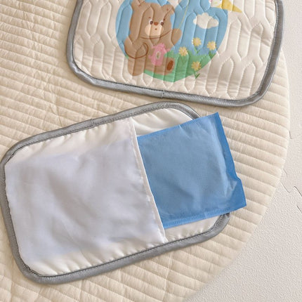 Cheese Pattern 2 Piece Set Kids Cooling Pad Set - 60x120cm Cartoon Latex Mattress Protector,  Pillow.