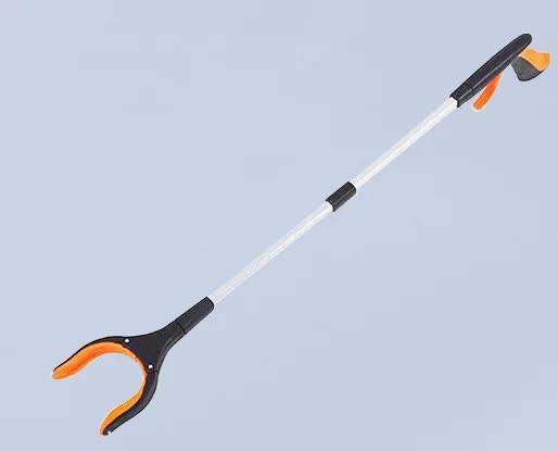 Orange Foldable  Grabber Tool with Silicone Non-Slip Claws – Ideal for Litter Picking, Outdoor Use, and Household Cleaning.