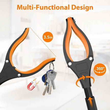 Blue Foldable Grabber Tool with Silicone Non-Slip Claws - Ideal for Litter Picking, Outdoor Use, and Household Cleaning.