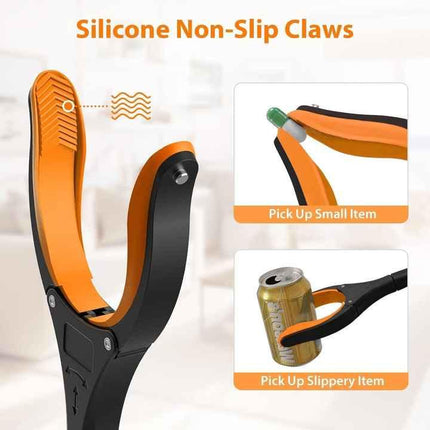 Red Foldable Grabber Tool with Silicone Non-Slip Claws - Ideal for Litter Picking, Outdoor Use, and Household Cleaning.