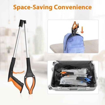 Red Foldable Grabber Tool with Silicone Non-Slip Claws - Ideal for Litter Picking, Outdoor Use, and Household Cleaning.