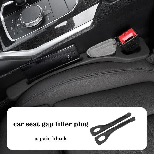 Black Car Seat Gap Filler – 2 Pieces Car Interior Storage Organizer for Front Seat Seam.