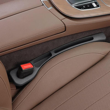 Black Car Seat Gap Filler – 2 Pieces Car Interior Storage Organizer for Front Seat Seam.