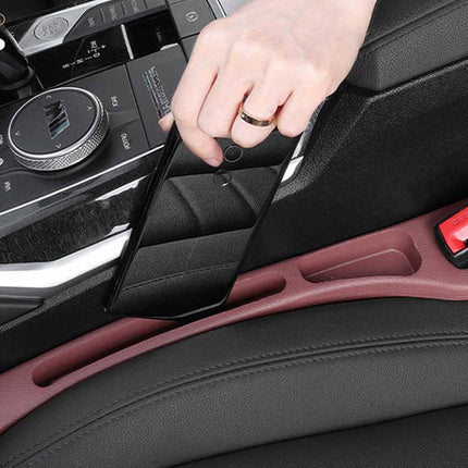 Black Car Seat Gap Filler – 2 Pieces Car Interior Storage Organizer for Front Seat Seam.