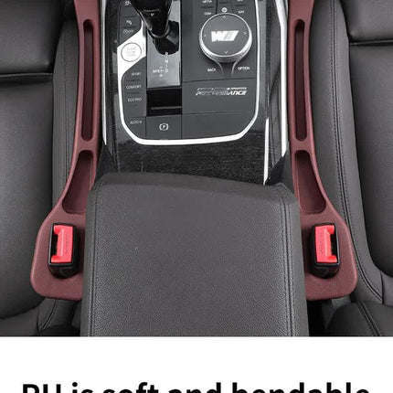 Black Car Seat Gap Filler – 2 Pieces Car Interior Storage Organizer for Front Seat Seam.