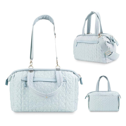 Blue Quilted Pattern Large Capacity Mummy Bag - Stylish Baby Diaper Bag for Moms, Baby Stroller Bag with Multiple Compartments.
