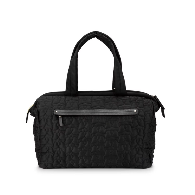 Black Quilted Pattern Large Capacity Mummy Bag - Stylish Baby Diaper Bag for Moms, Baby Stroller Bag with Multiple Compartments.