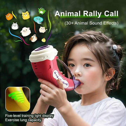 Yellow Interactive Animal Sound Whistle Horn for Kids – Lung Capacity Training and 30+ Sound Effects Toy.