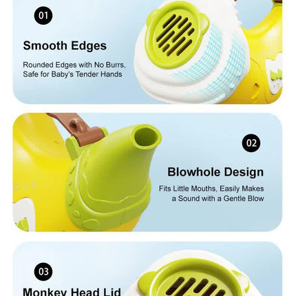 Yellow Interactive Animal Sound Whistle Horn for Kids – Lung Capacity Training and 30+ Sound Effects Toy.