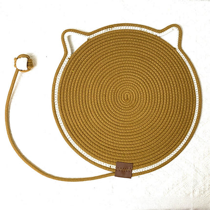 3 Pcs Brown Durable Cat Scratching Mat with Attached Toy Ball - Washable and Multi-Functional, Ideal for Cats' Scratching and Sleeping - 50cm Diameter.