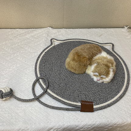 3 Pcs Grey Durable Cat Scratching Mat with Attached Toy Ball - Washable and Multi-Functional, Ideal for Cats' Scratching and Sleeping - 50cm Diameter.